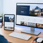 A responsive local business website displayed across phone tablet and desktop screens