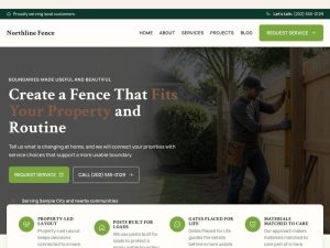 Northline Fence homepage design preview